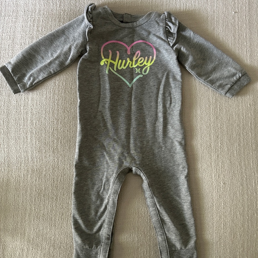 Hurley Gray Footies One Piece Soft Cotton